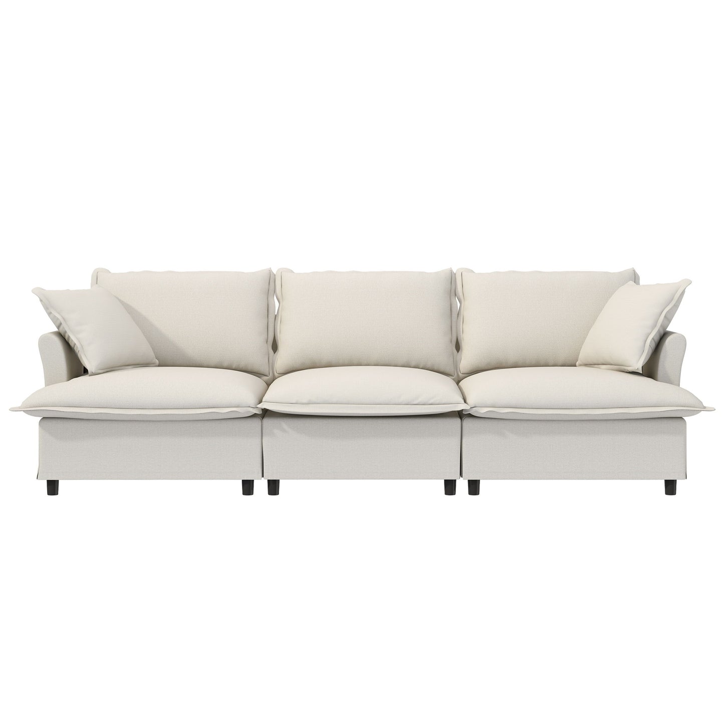 3 Seat Sofa Module For Modular Sectional Wide Seat Cloud Couch With Throw Pillows Upholstered