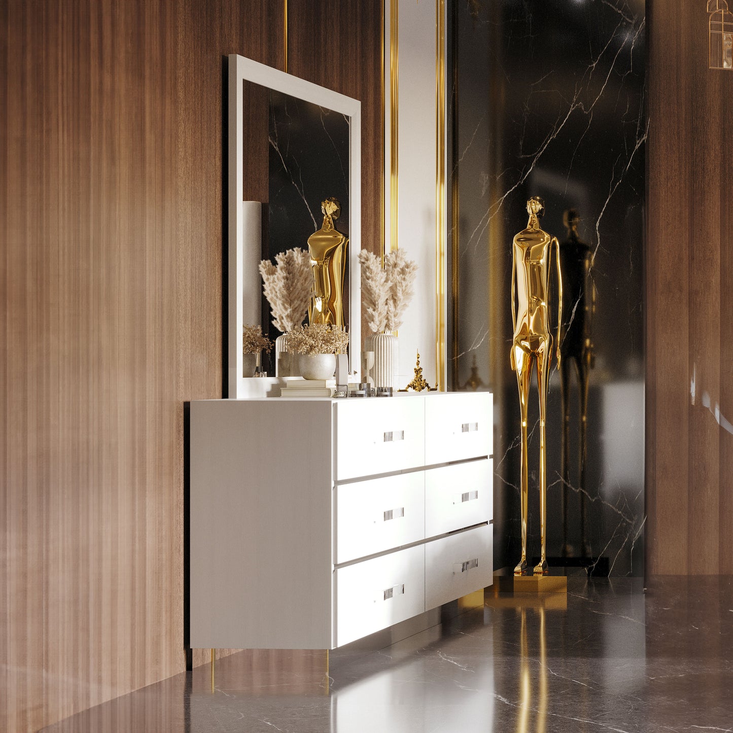 Europa - Dresser & Mirror - White