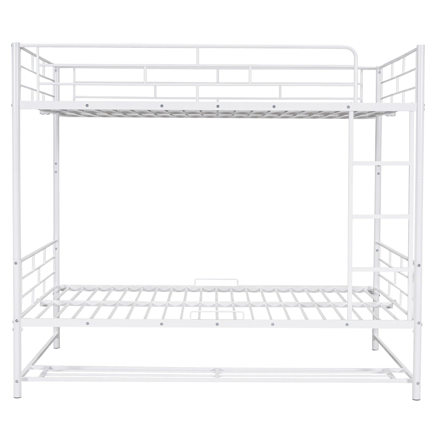 Metal Bunk Bed With Shelf And Guardrails