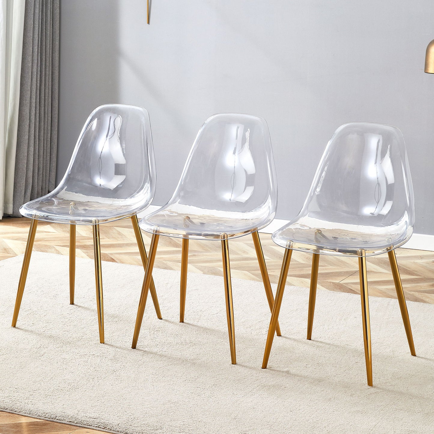 Modern Transparent Ergonomic Dining Chair With Metal Legs And Comfortable Design