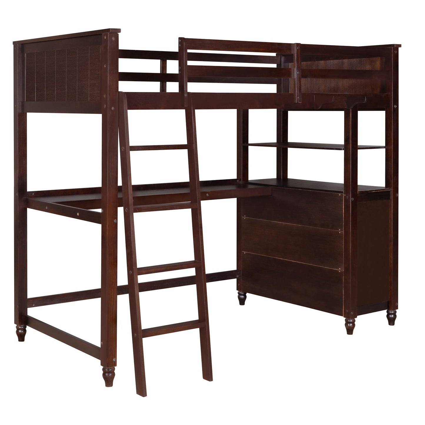 Loft Bed With Drawers With Desk And Shelves