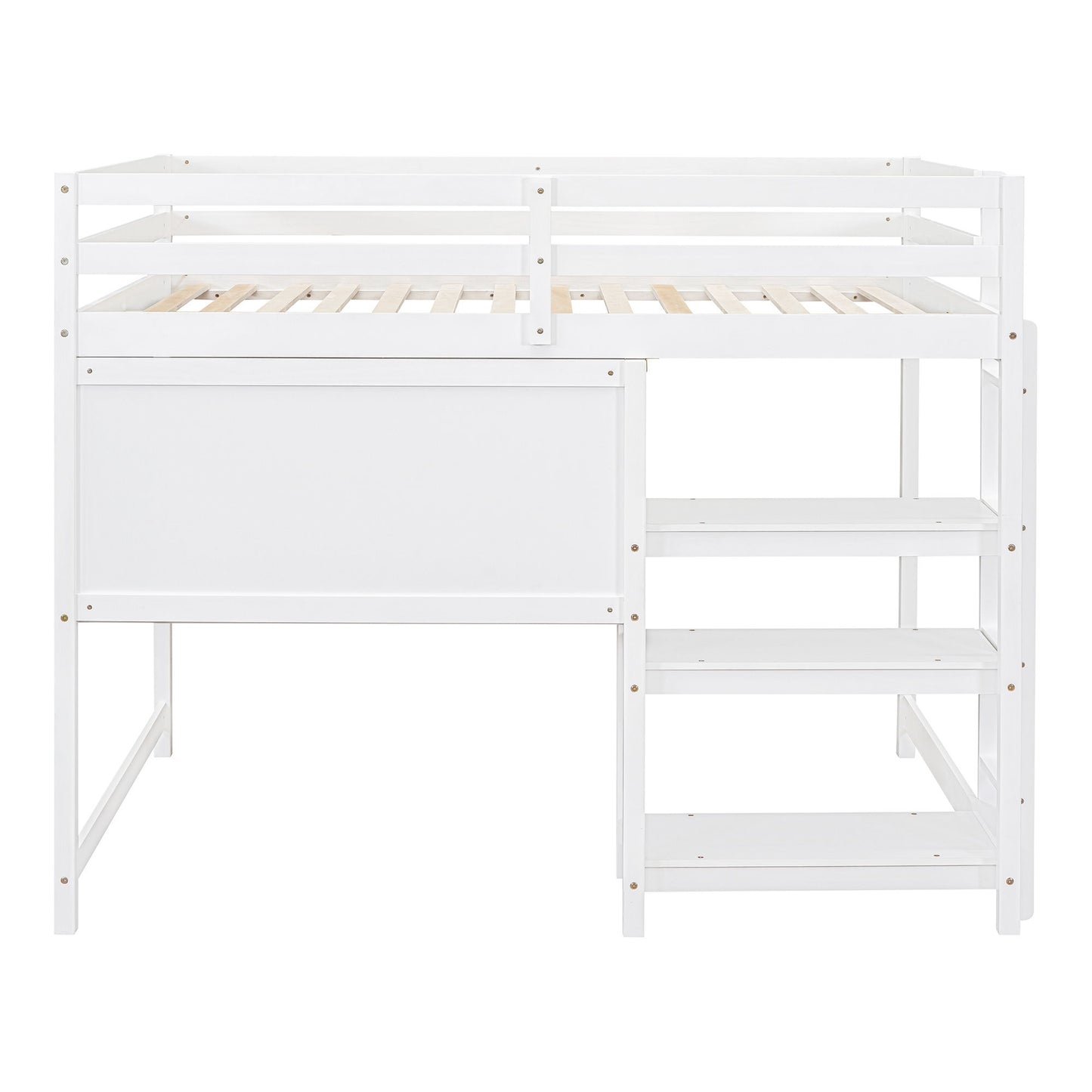 Loft Bed With Shelves, Desk And Writing Board