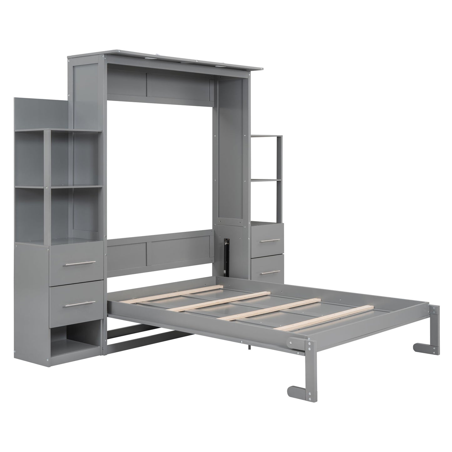 Murphy Wall Bed With Shelves, Drawers And LED Lights