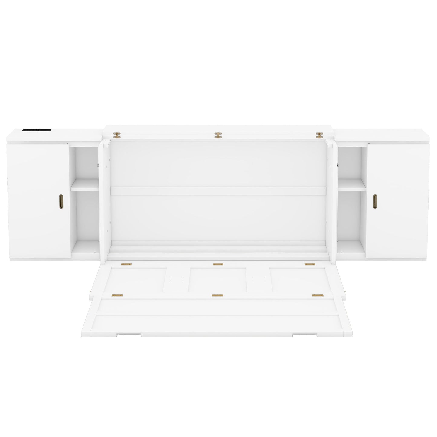 Murphy Bed With Shelves, Cabinets And USB Ports