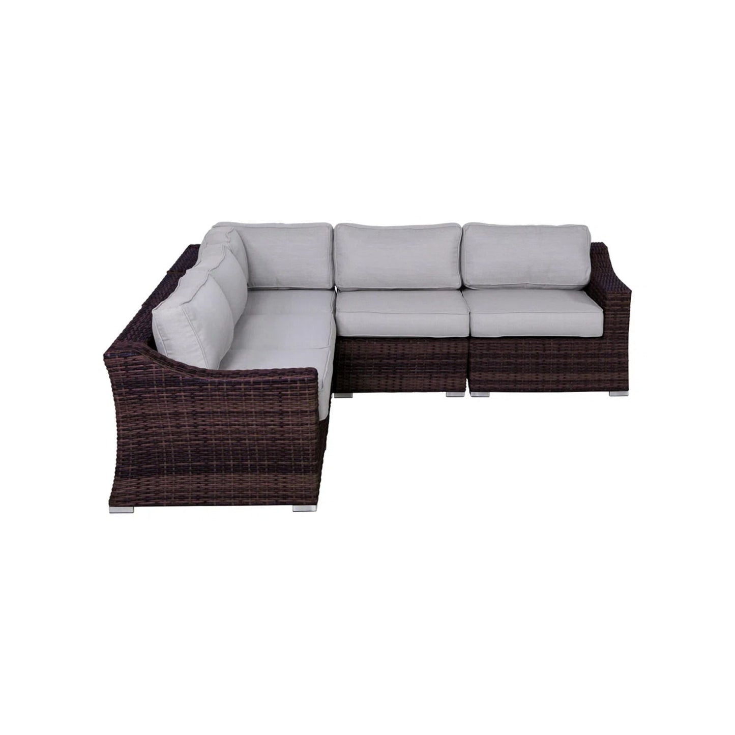 Luxurious Outdoor Resin Wicker Seating Set With Cushions - Brown Mix / Gray
