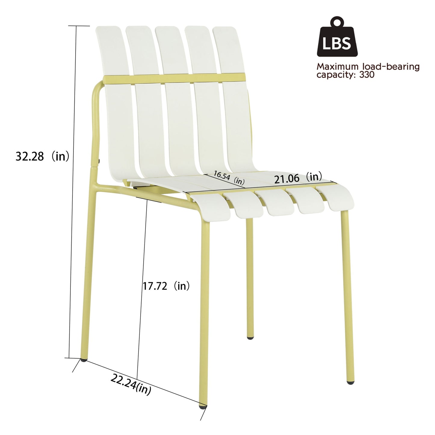 4 Piece Set Of Modern Color Block Designed Single Chairs, UV Resistant And Rust Proof - Grain Yellow / White