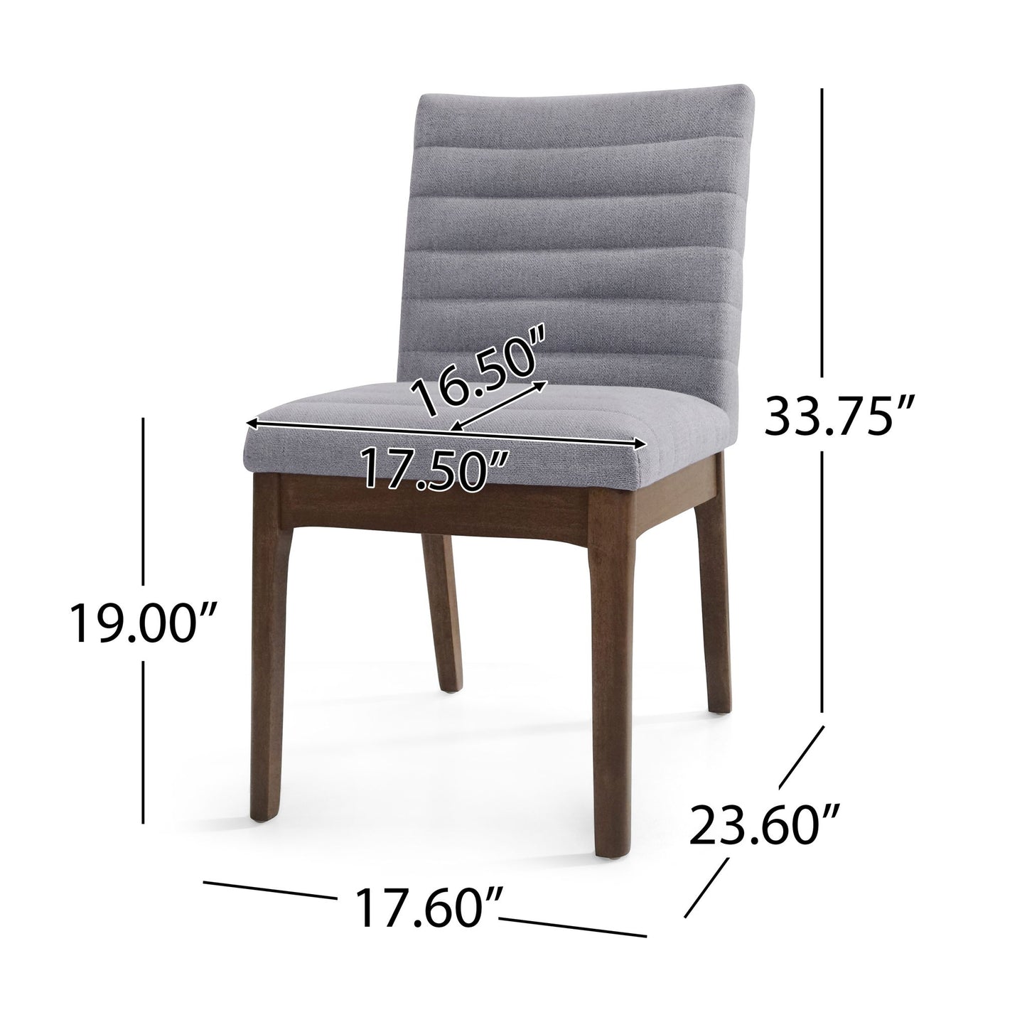 Mid Century Modern Dining Chair (Set of 2) With Channel Stitching - Dark Gray