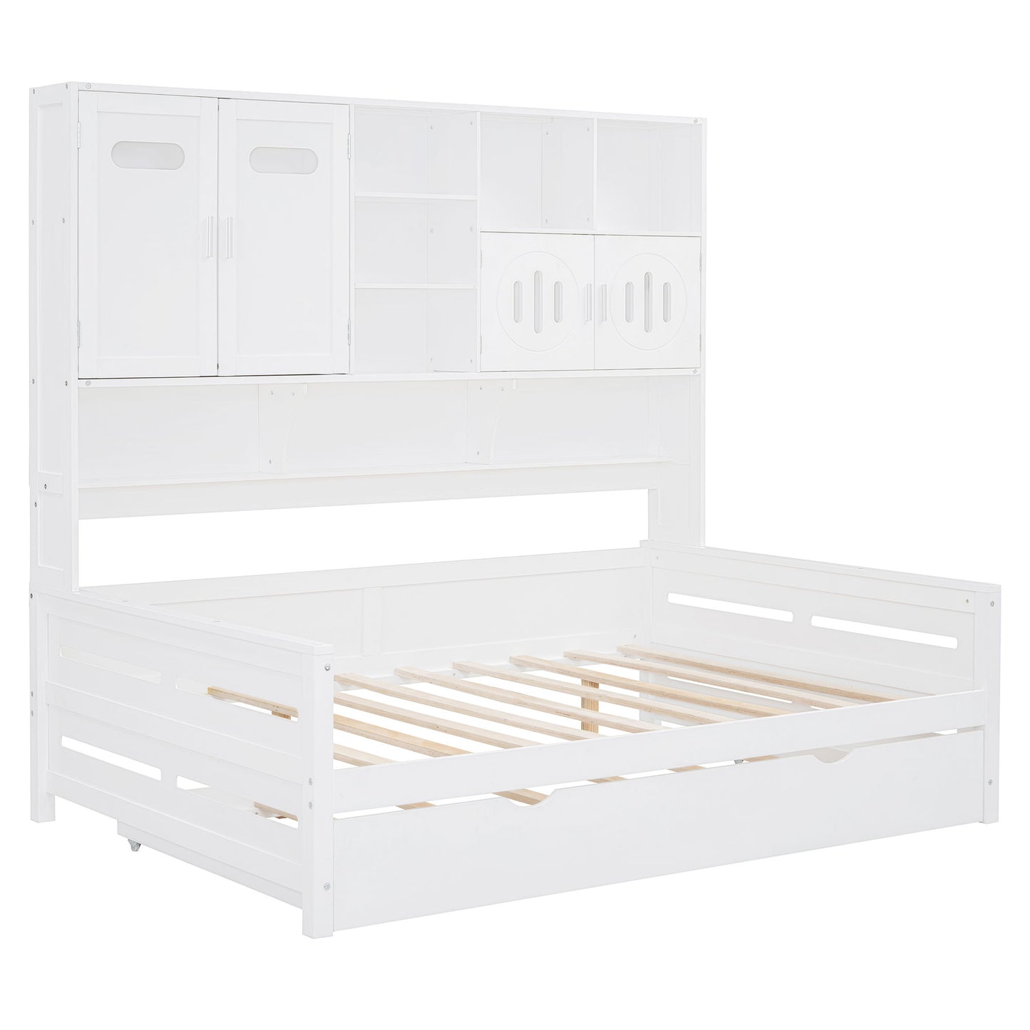 Daybed With All-In-One Cabinet And Shelf