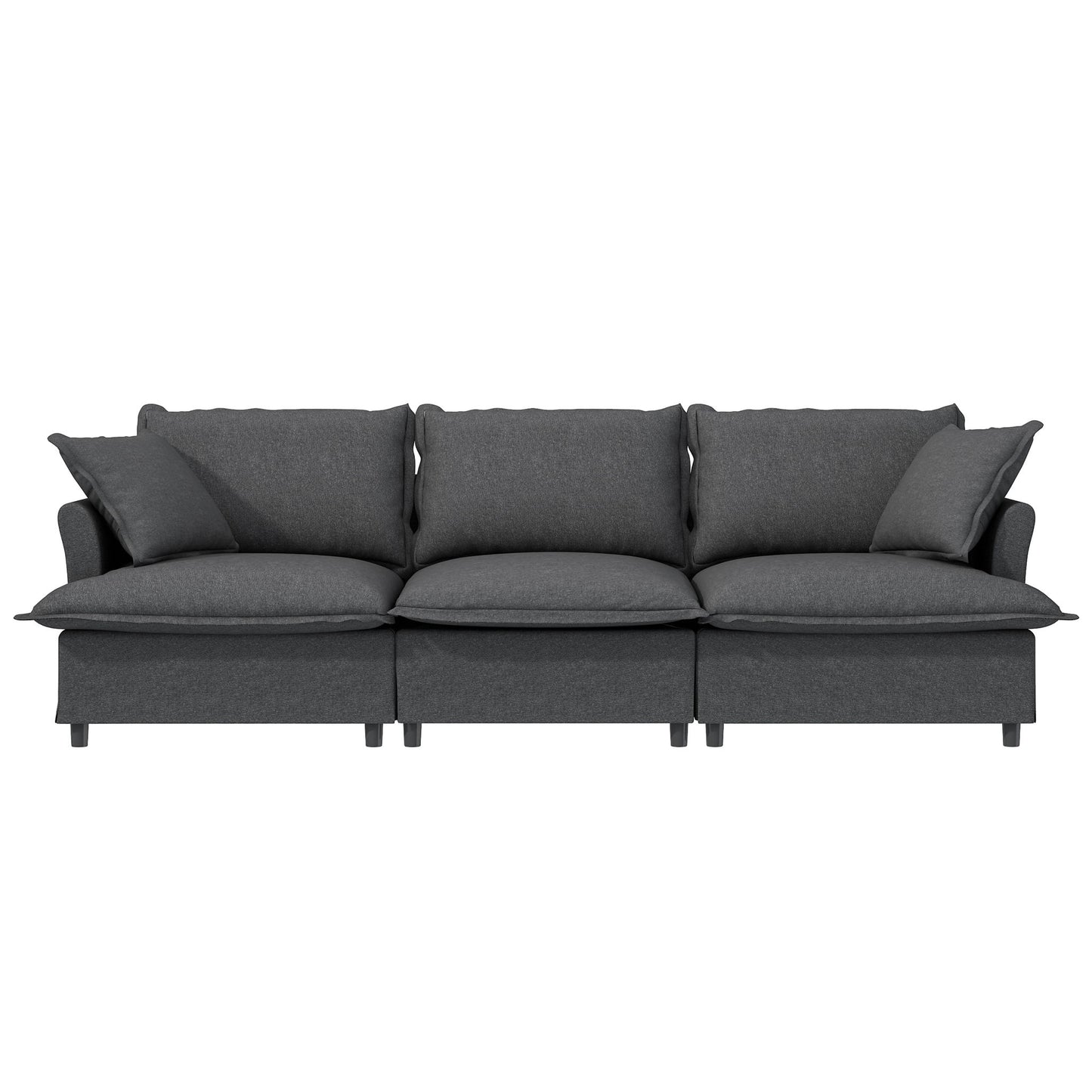 3 Seat Sofa Module For Modular Sectional Wide Seat Cloud Couch With Throw Pillows Upholstered