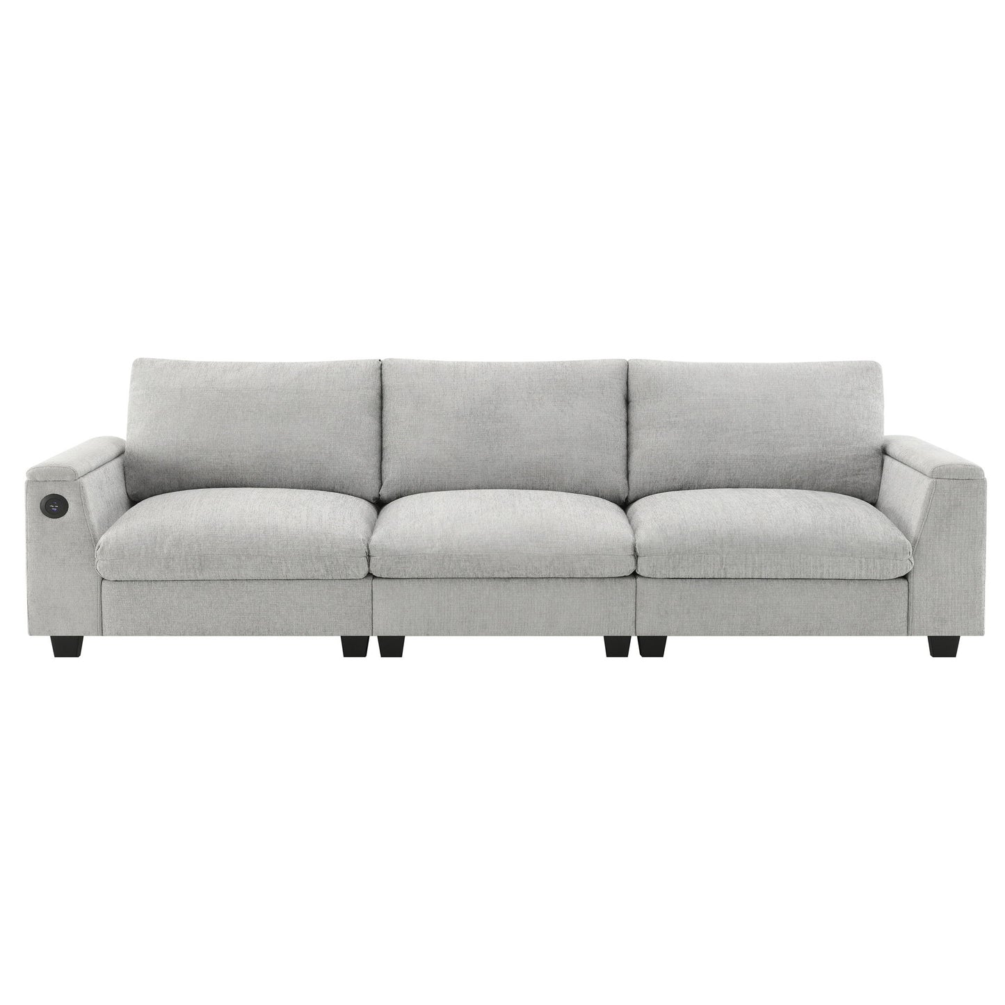 Sectional With Bluetooth Speaker Comfy Cloud Couch Set With Drop Down Table Cup Holders, USB Charger Storage Armrest Wide Seat Sofa