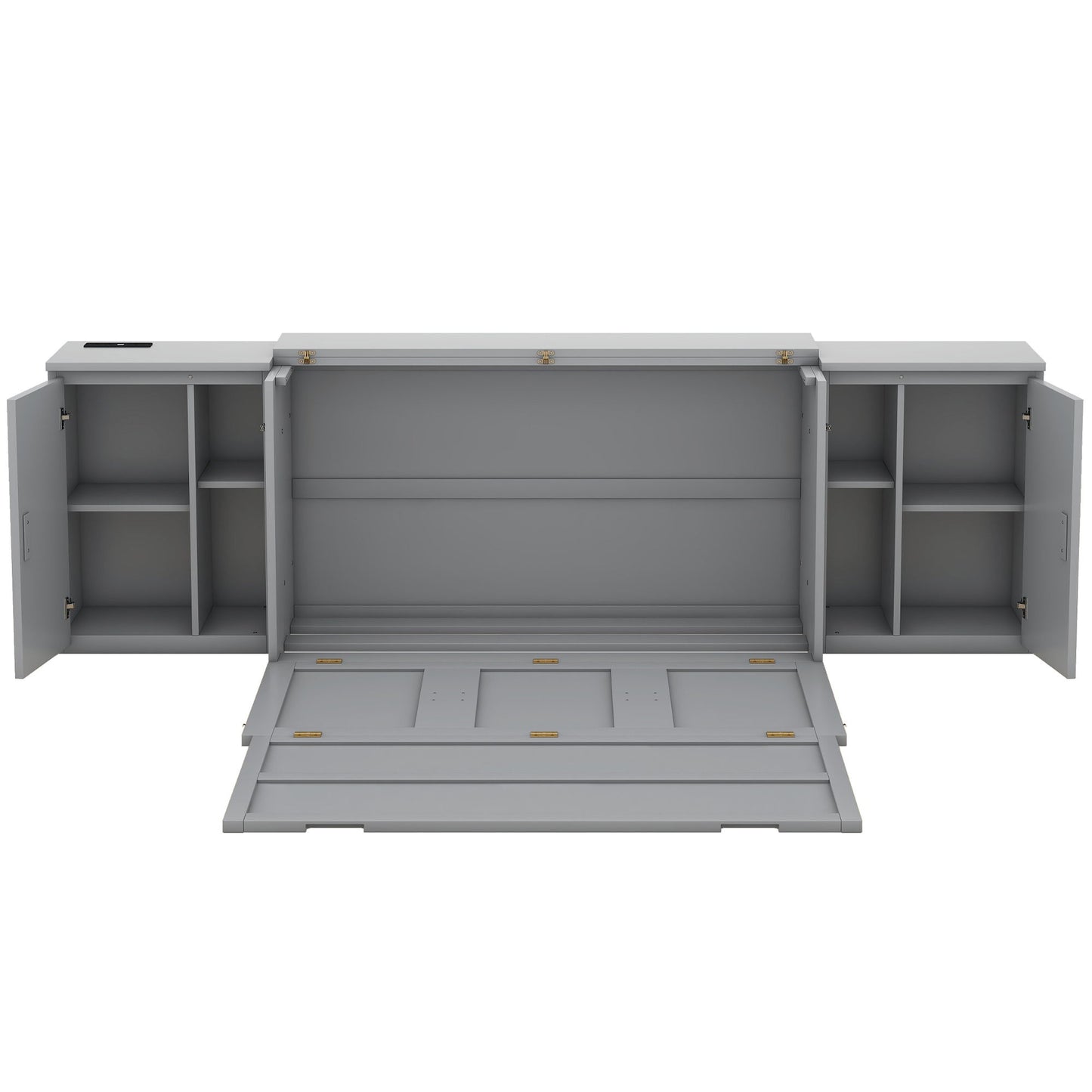 Murphy Bed With Shelves, Cabinets And USB Ports