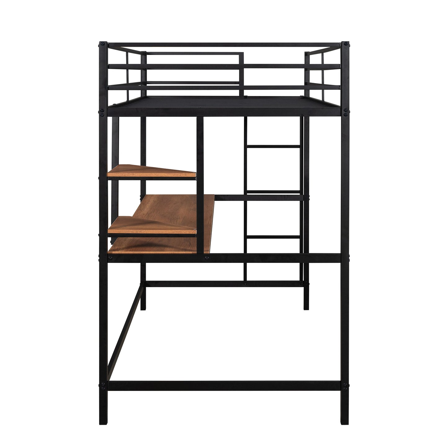 Twin Loft Bed With Desk And Shelve - Black