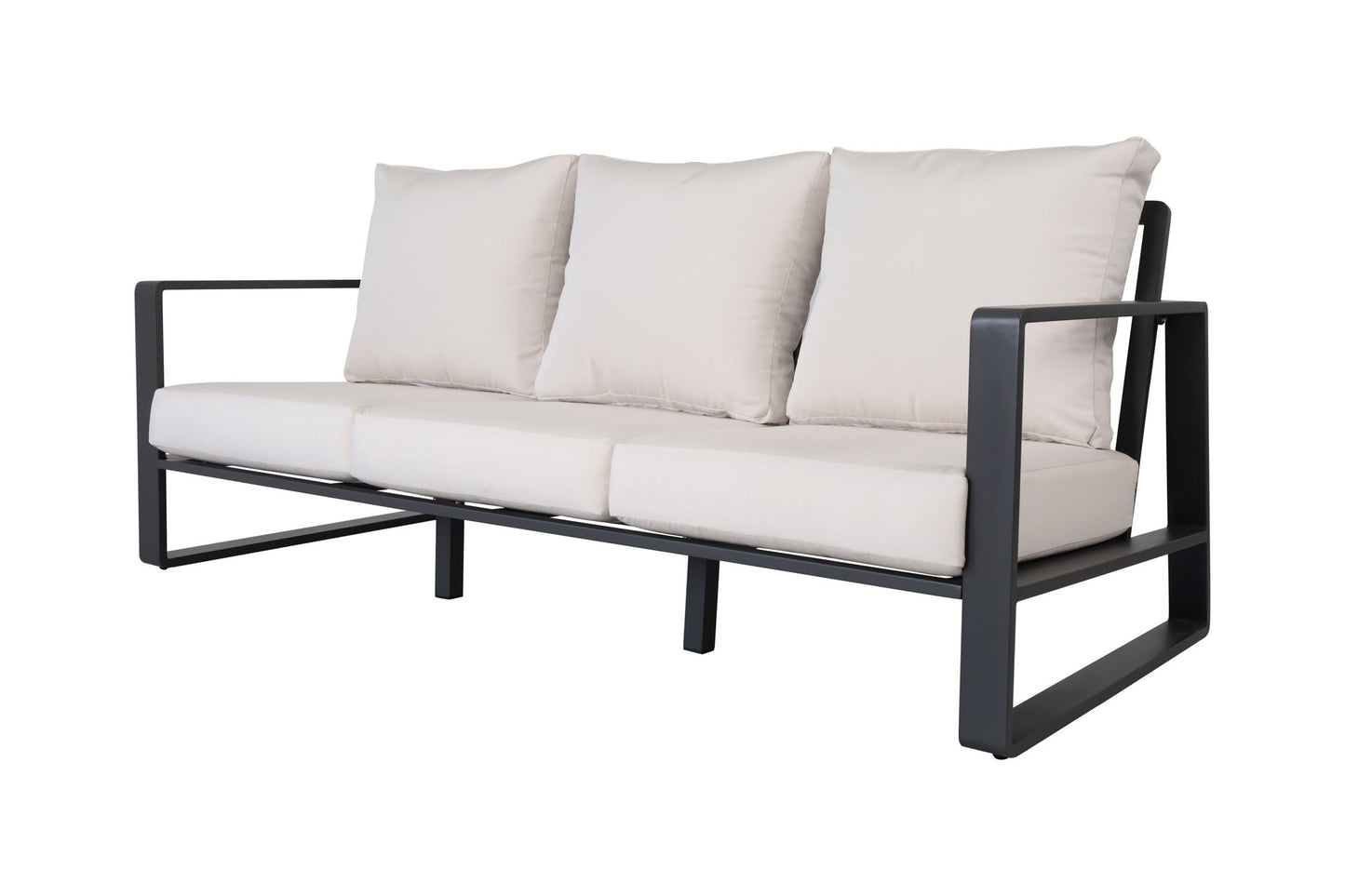 3 Seat Sofa With Rectangular Coffee Table, American Cloth Cushion Tino Tino - Milky White