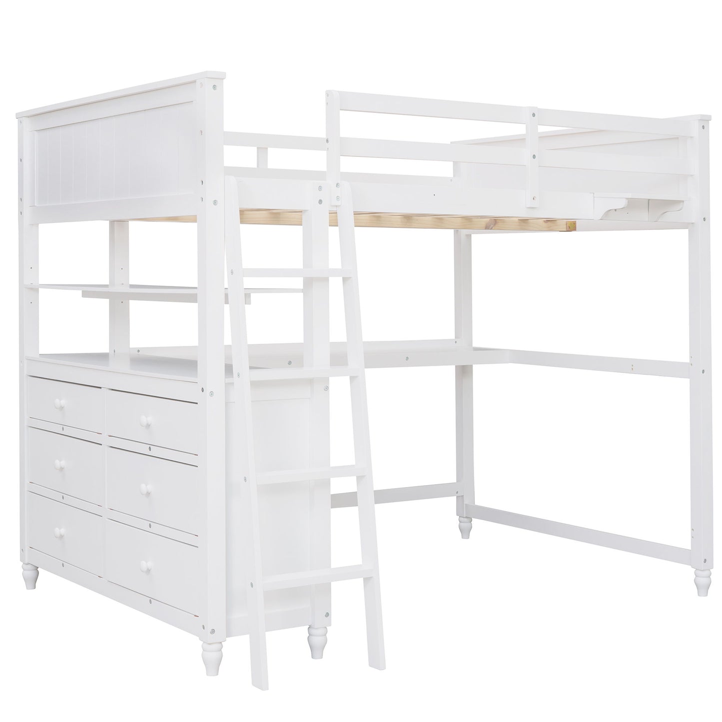 Loft Bed With Drawers With Desk And Shelves