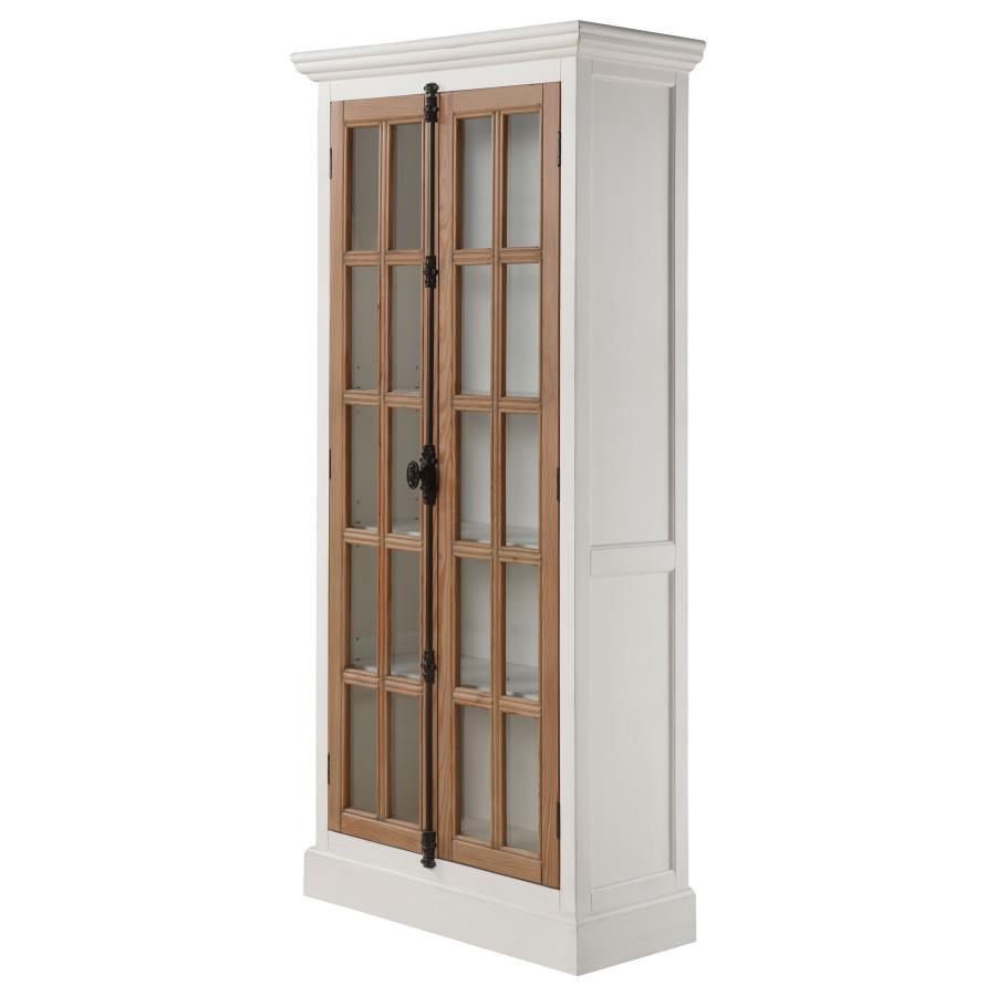 Tammi - 2 Door Wood Tall Cabinet - Distressed White And Brown
