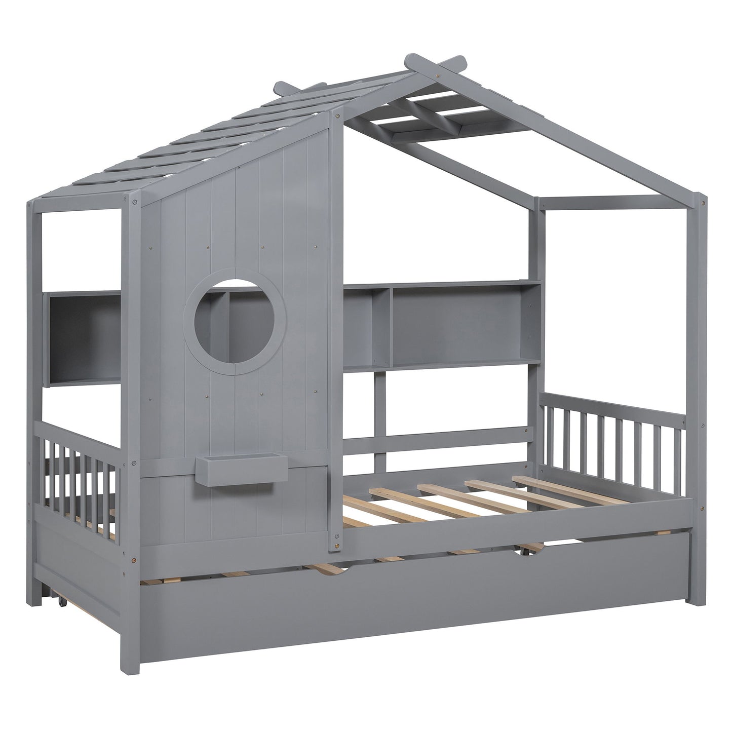 Modern Design House Bed With Storage Shelf