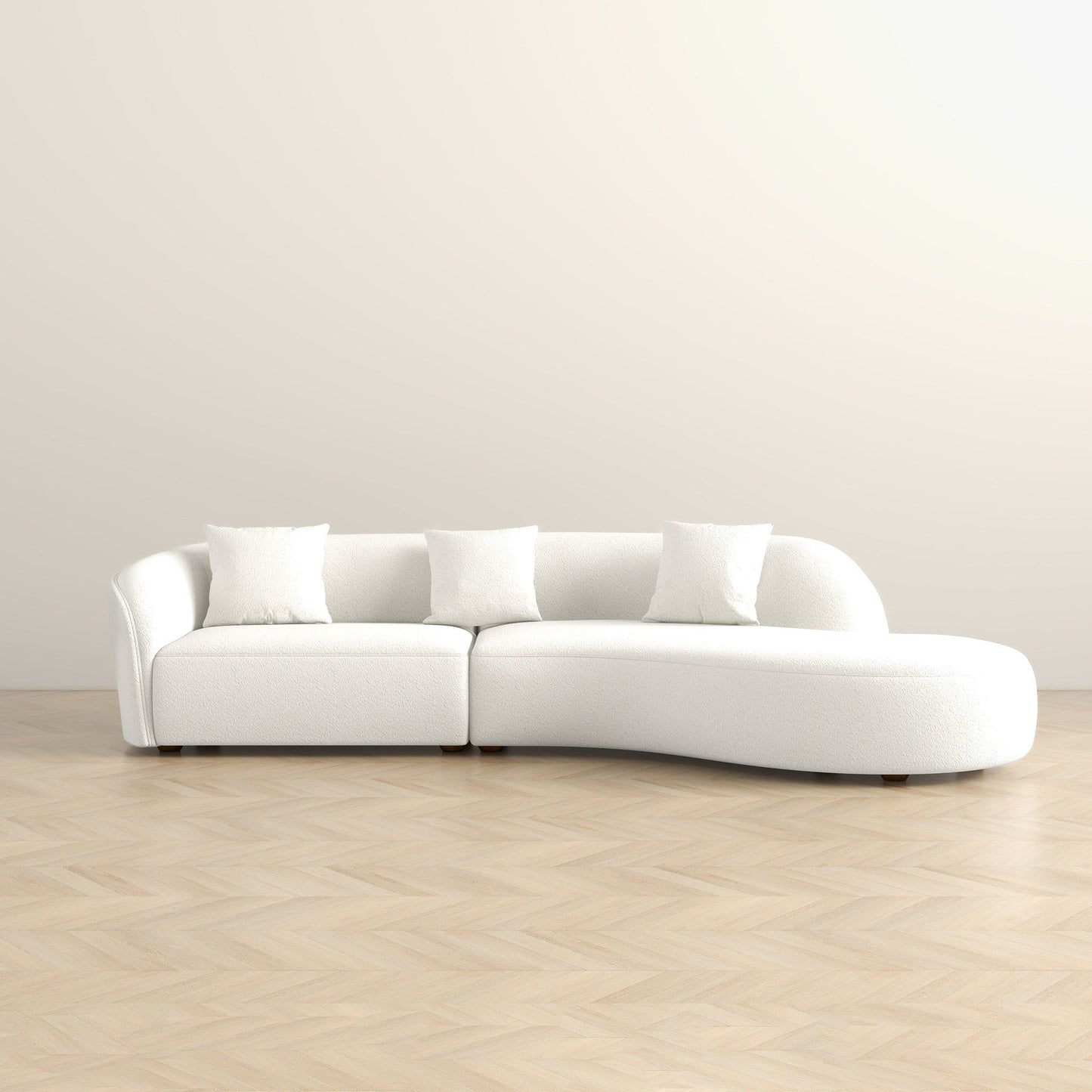 Elijah - Japandi Curvy Sectional Sofa - Beige