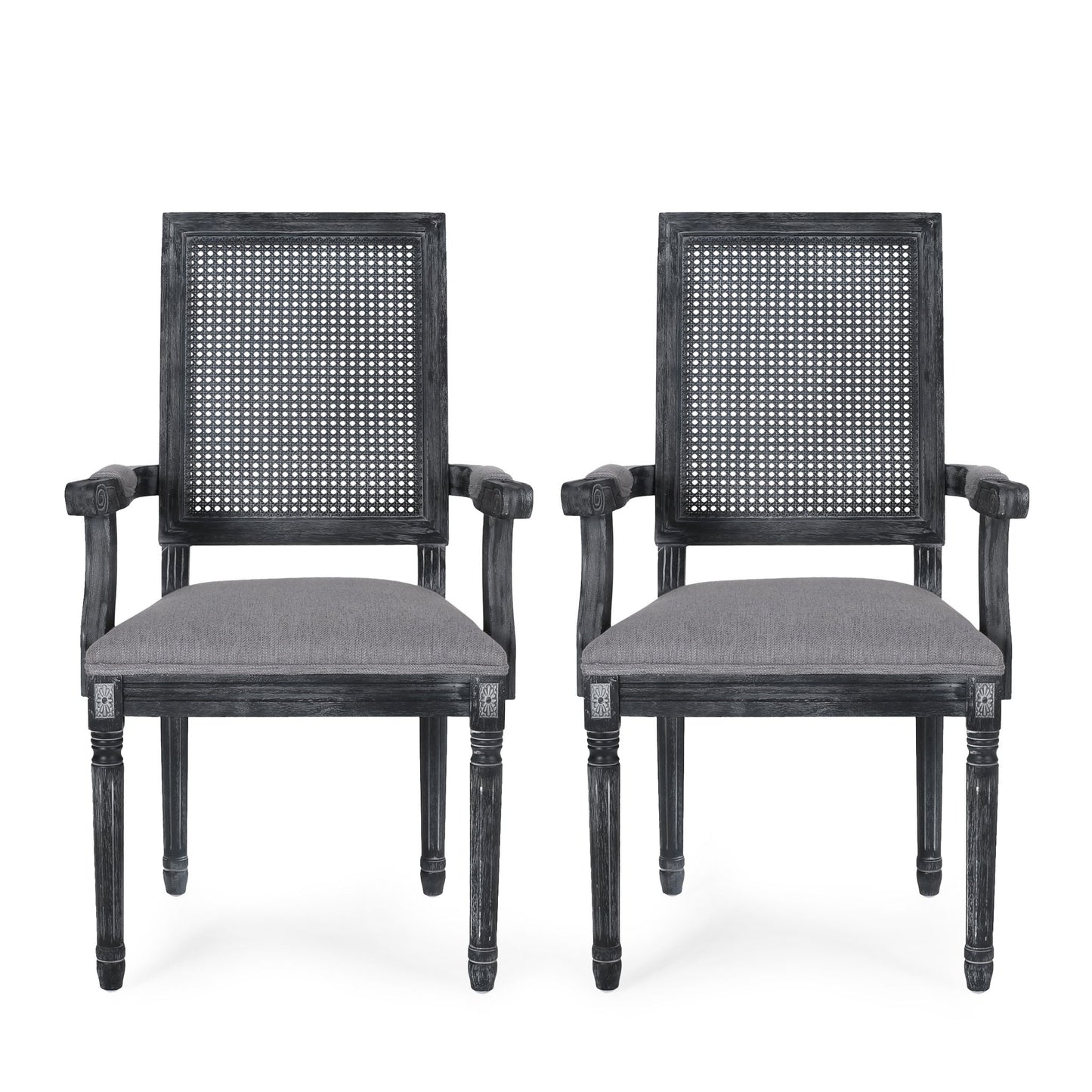 Elegant French Country Style Dining Chair With Cane Backrest