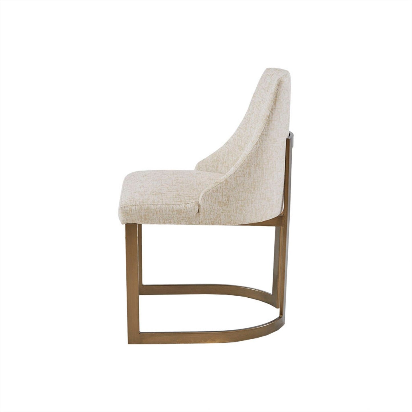 Contemporary Modern Accent Dining Chairs With Antique Gold Metal Frame (Set of 2) - Cream