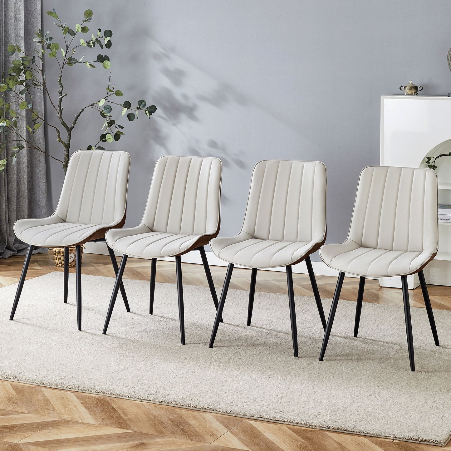 Modern Minimalist Dining Chair Set, Extended Seat Cushion