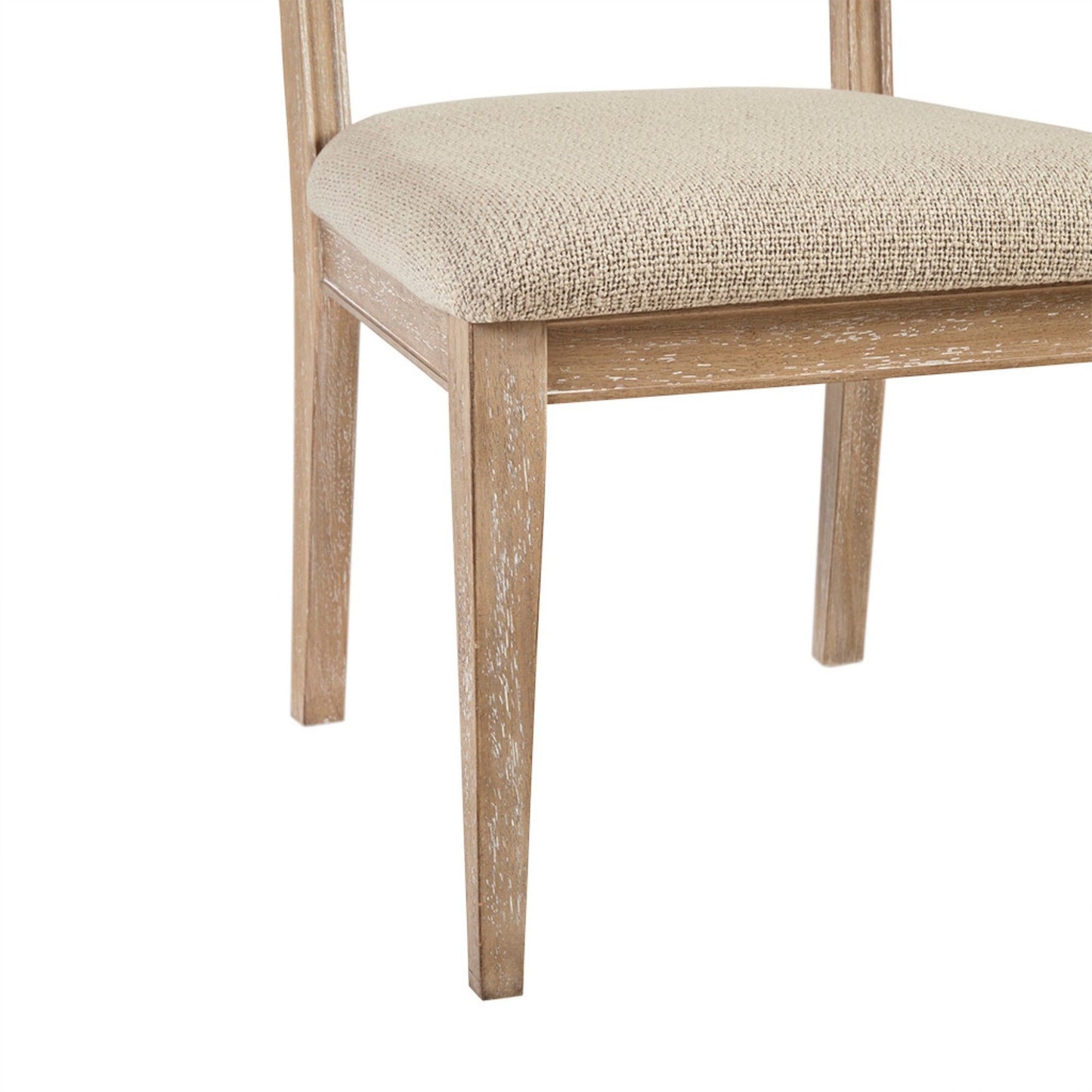 Armless Dining Chair With Cane Back And Upholstered Seat (Set of 2) - Light Brown