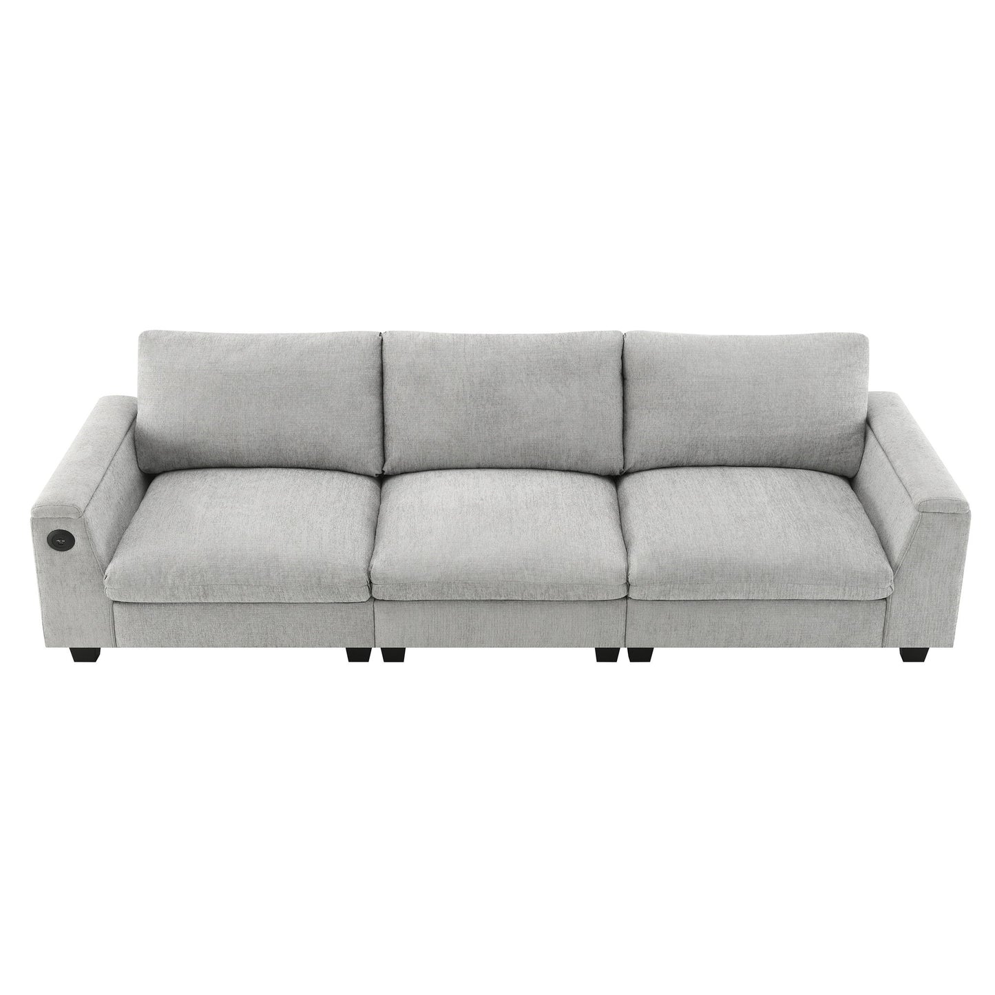 Sectional With Bluetooth Speaker Comfy Cloud Couch Set With Drop Down Table Cup Holders, USB Charger Storage Armrest Wide Seat Sofa