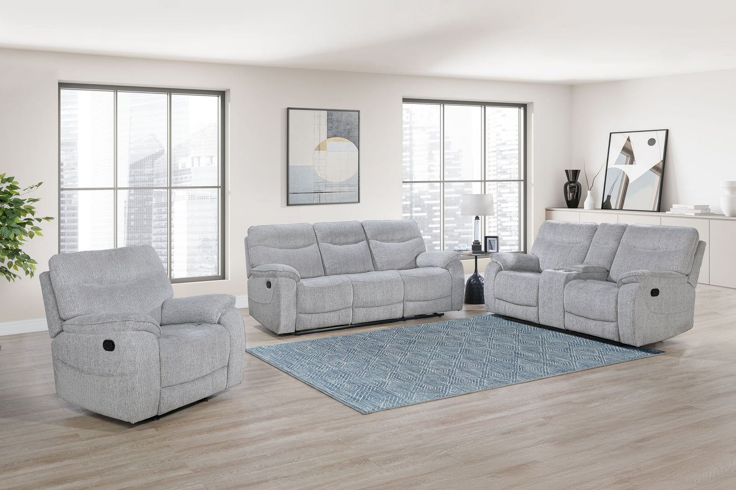 Chablis - Reclining Sofa - Mist Gray