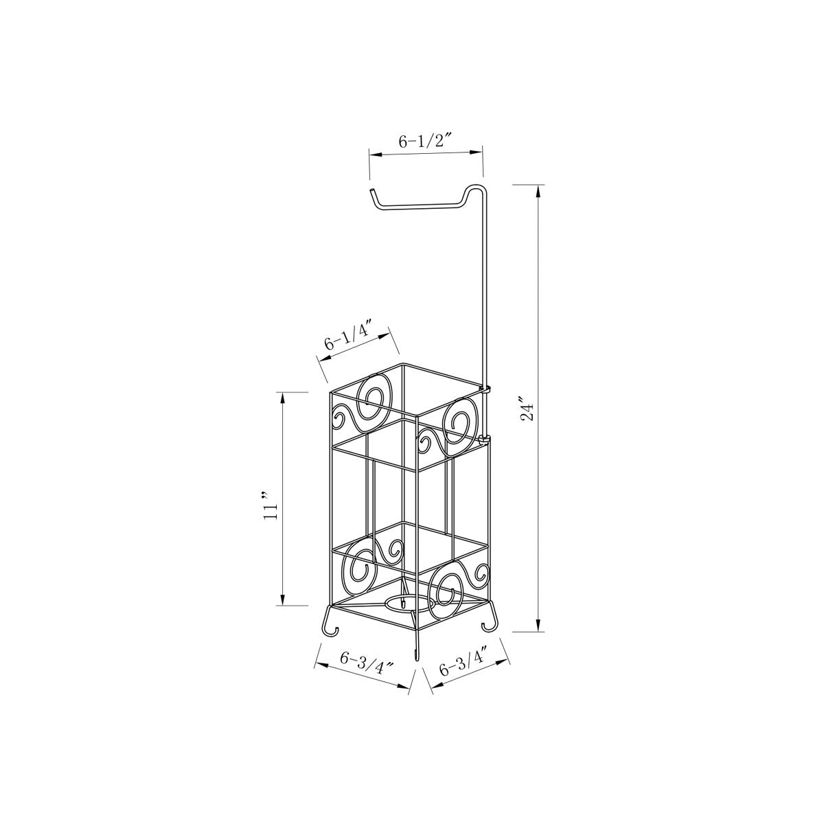 Metal Frame Toilet Paper Holder Stand, Bathroom Tissue Organizer