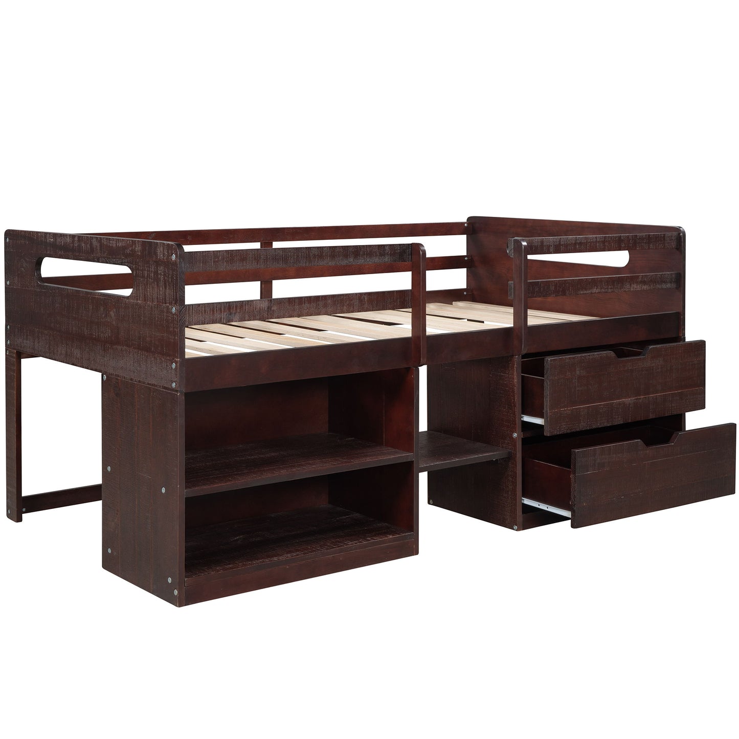 Loft Bed With Two Shelves And Two Drawers