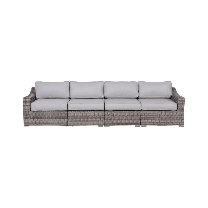 Contemporary Outdoor Rattan Wicker Sectional Seating Group With Cushions