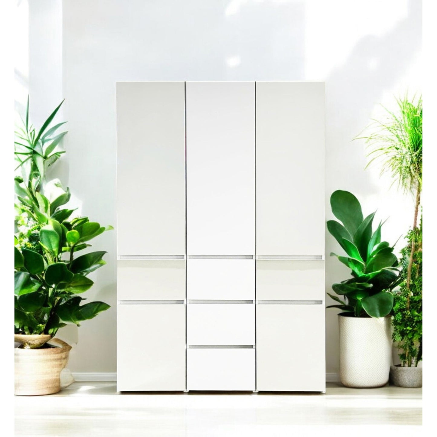 Elise - Modular Wood Closet System With Mirror In Versatile Storage Solution - White