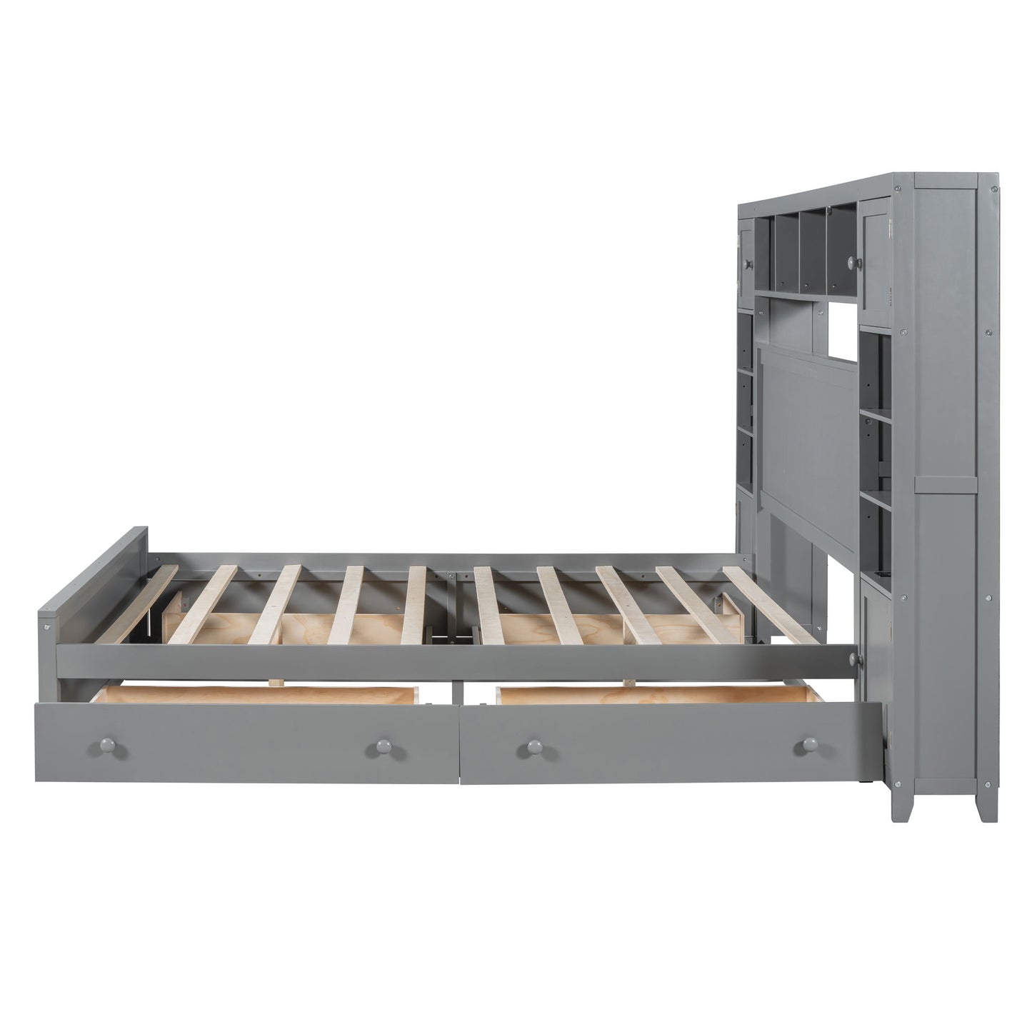 Bed With All In One Cabinet, Shelf And Sockets