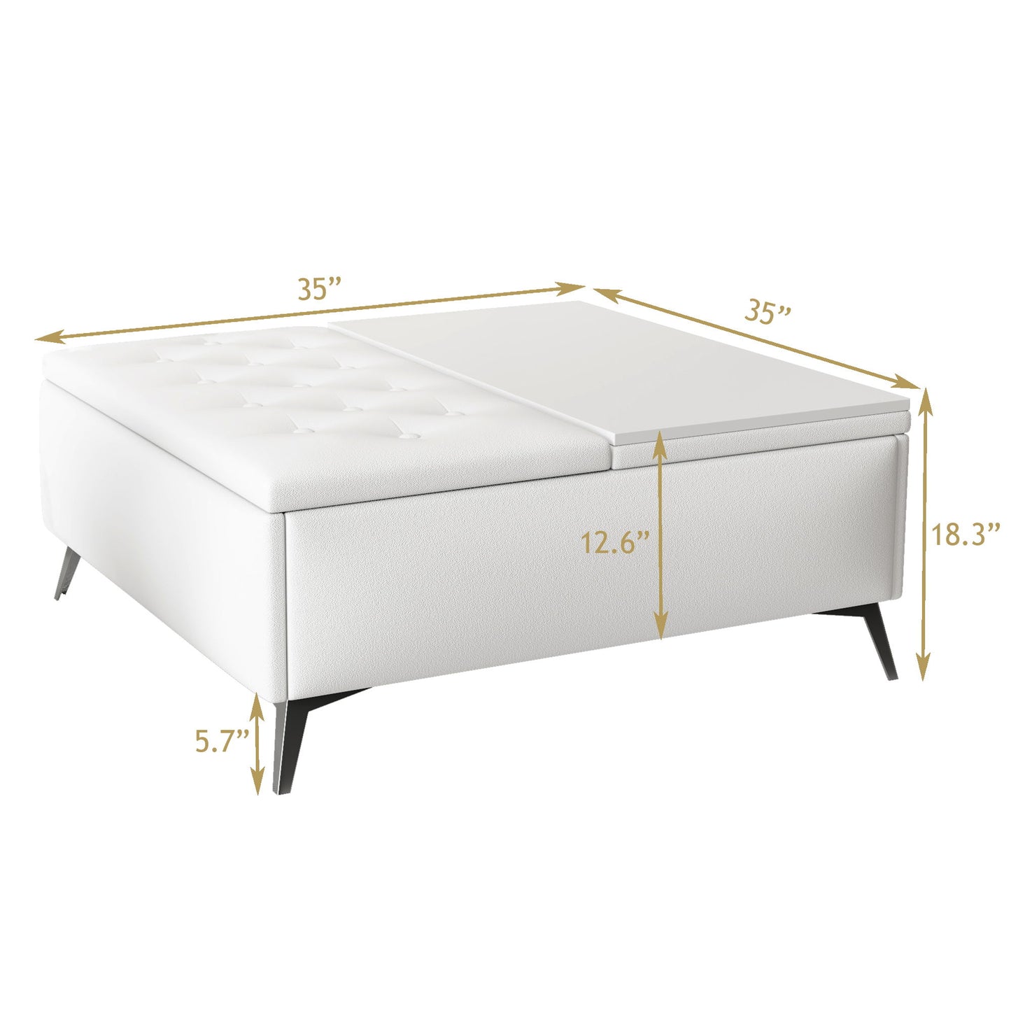 Modern Square Storage Ottoman Coffee Table With Lift-Top Design