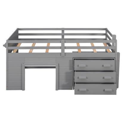 Loft Bed With Cabinet And Shelf