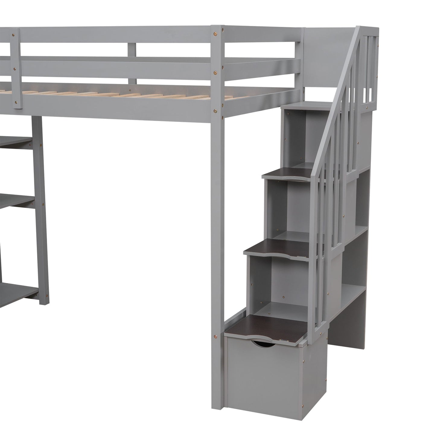 Loft Bed With Storage Drawers And Stairs With Shelves