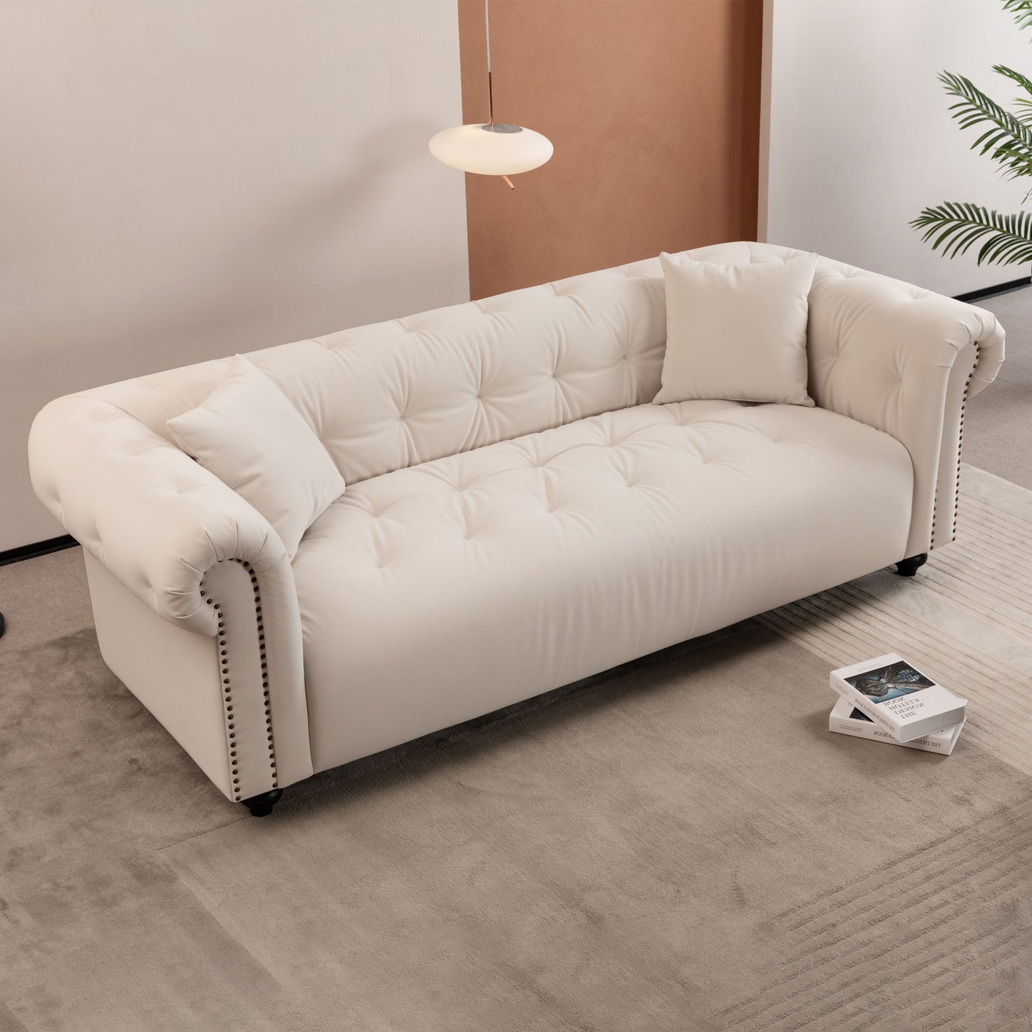 Vintage Medieval Style Sofa, Chesterfield Design, With 2 Throw Pillows