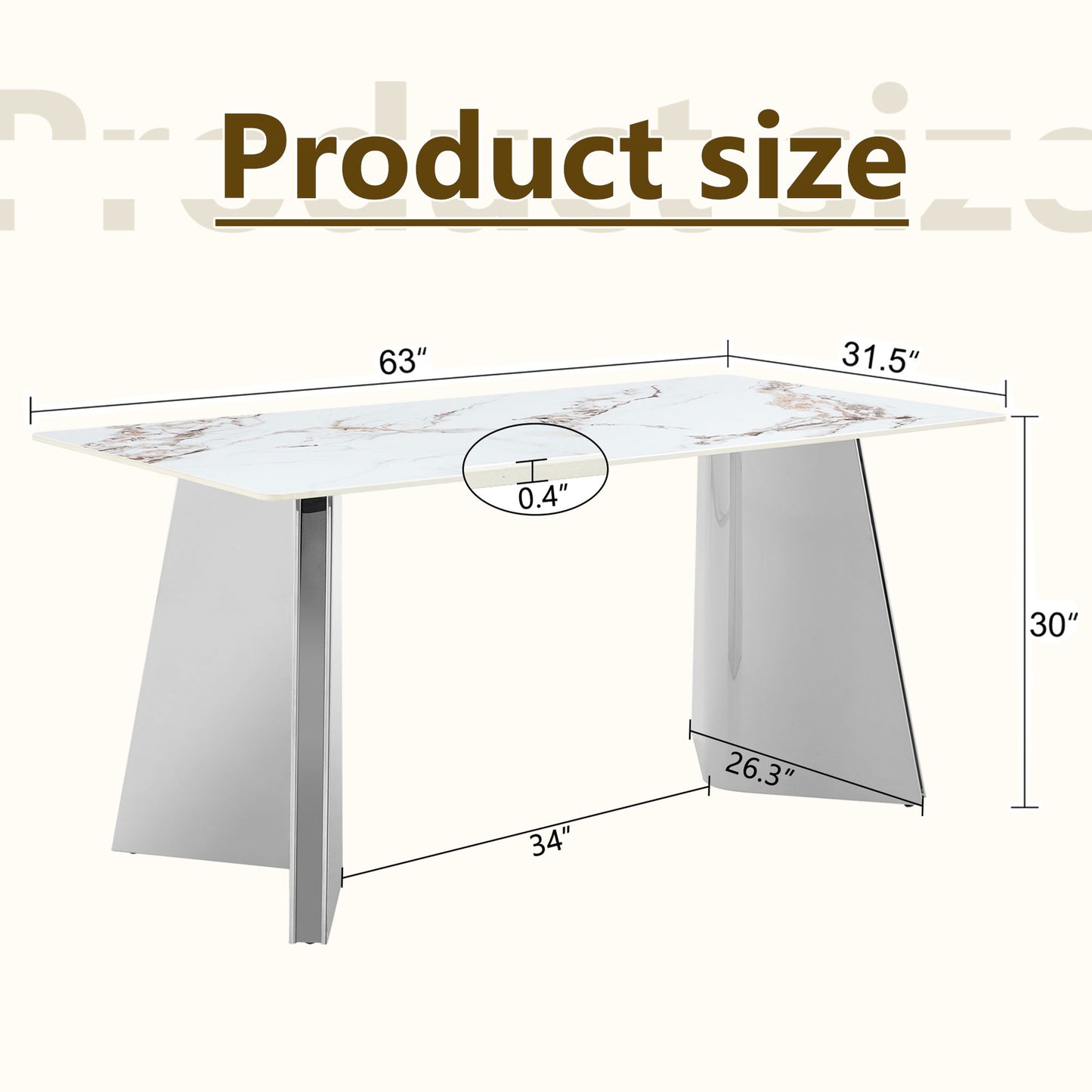 Luxurious Dining Table With Stainless Steel Butterfly Legs, Scratch & Heat Resistant