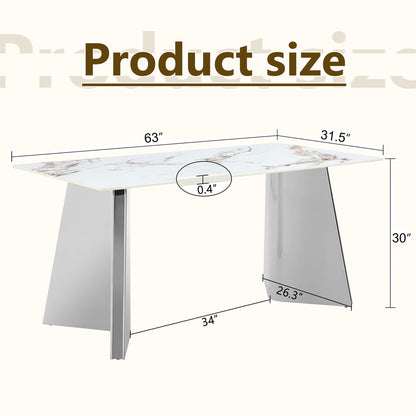 Luxurious Dining Table With Stainless Steel Butterfly Legs, Scratch & Heat Resistant
