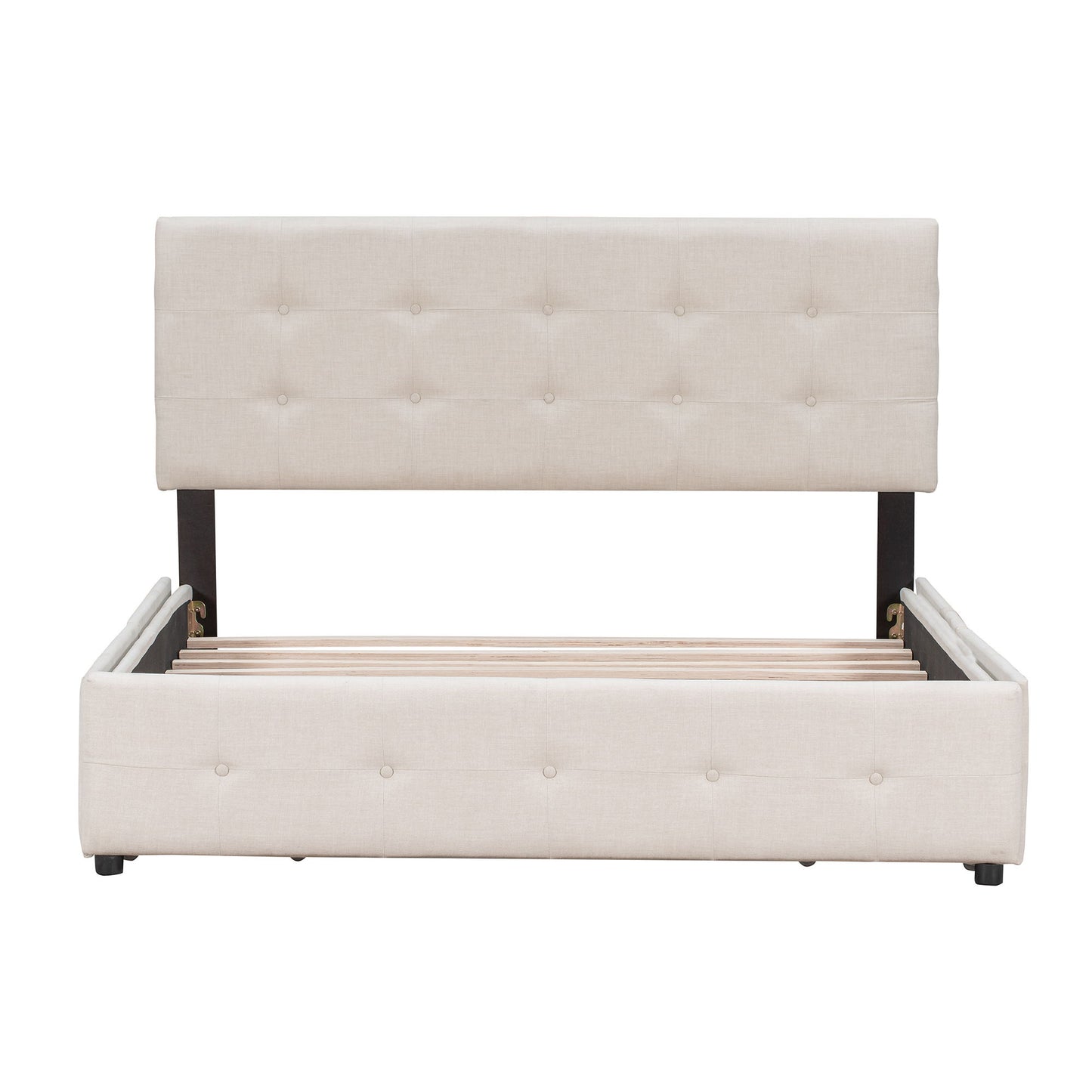 Upholstered Platform Bed With Classic Headboard And Drawers, No Box Spring Needed