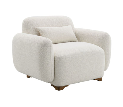 Darius - Boucle Accent Chair With 1 Toss Pillow - Beige