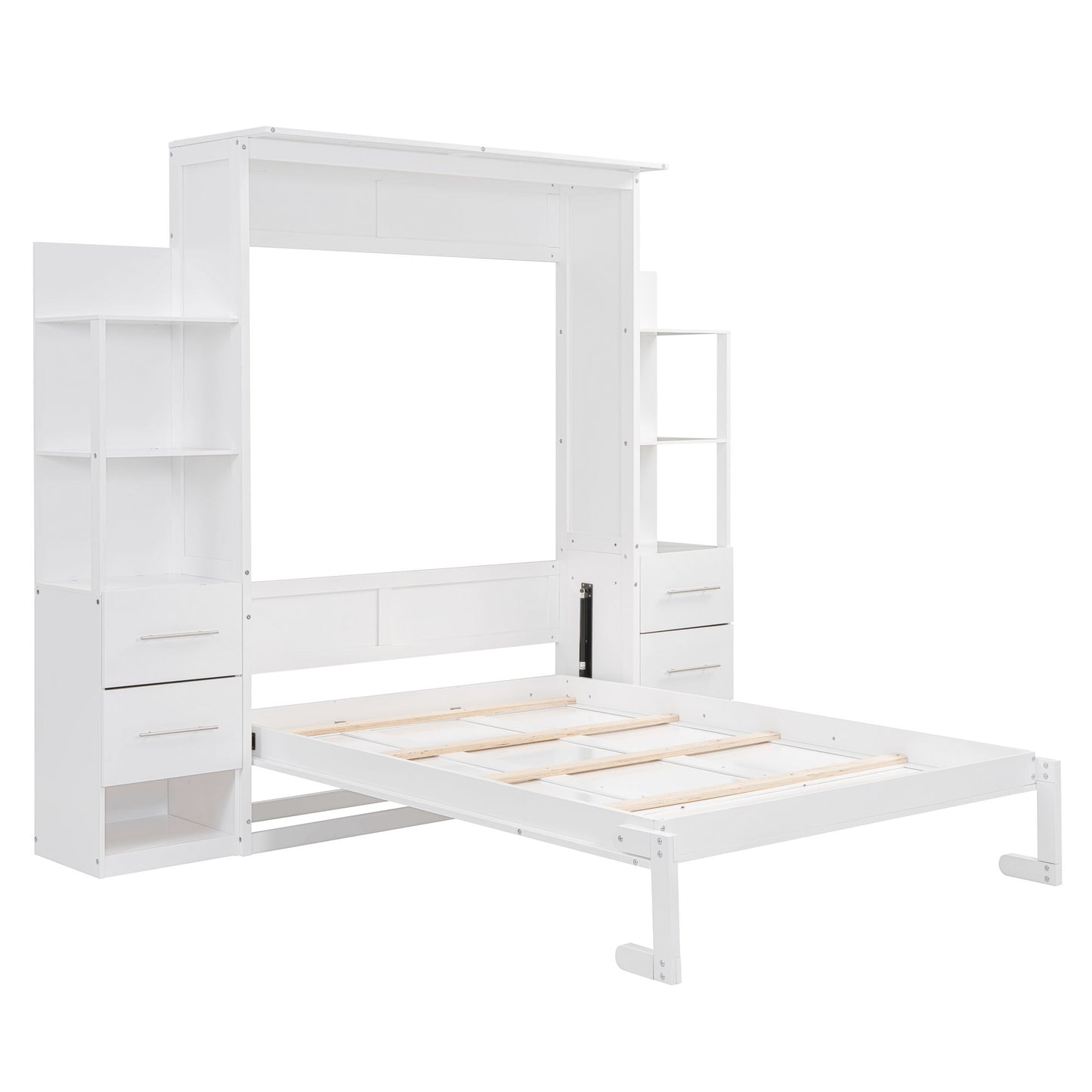Murphy Wall Bed With LED Lights, Shelves And Drawers