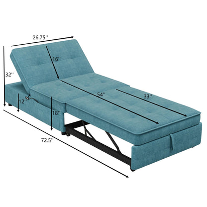 4 In 1 Sofa Bed, Multi Function Folding Ottoman Bed With Storage Pocket And USB Port For Small Room Apartment