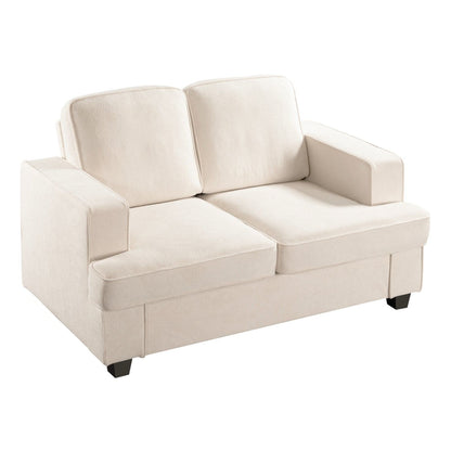 Modern Loveseat, Comfortable 2 Seater Couch With Deep Seating, Loose Back Cushions, Wide Arms