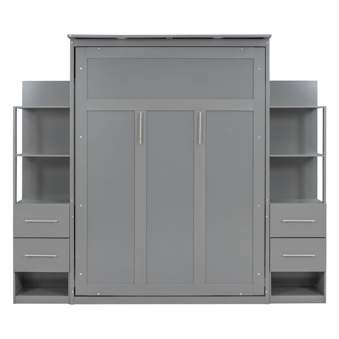 Murphy Wall Bed With LED Lights, Shelves And Drawers