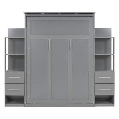 Murphy Wall Bed With Shelves, Drawers And LED Lights