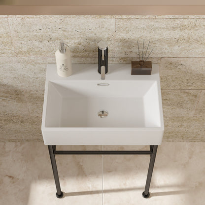 Ceramic Console Bathroom Sink With Overflow