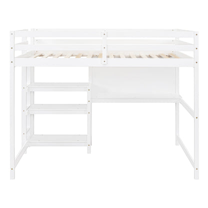 Loft Bed With Shelves, Desk And Writing Board