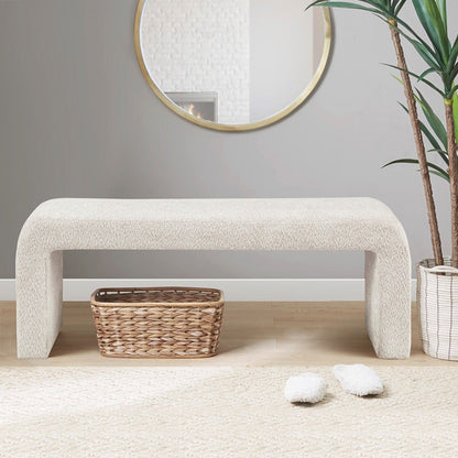 Modern Contemporary Boucle Waterfall Bench