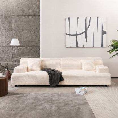 Modern Comfortable Cloud Sofa, Soft Plush Corduroy With Square Armrests