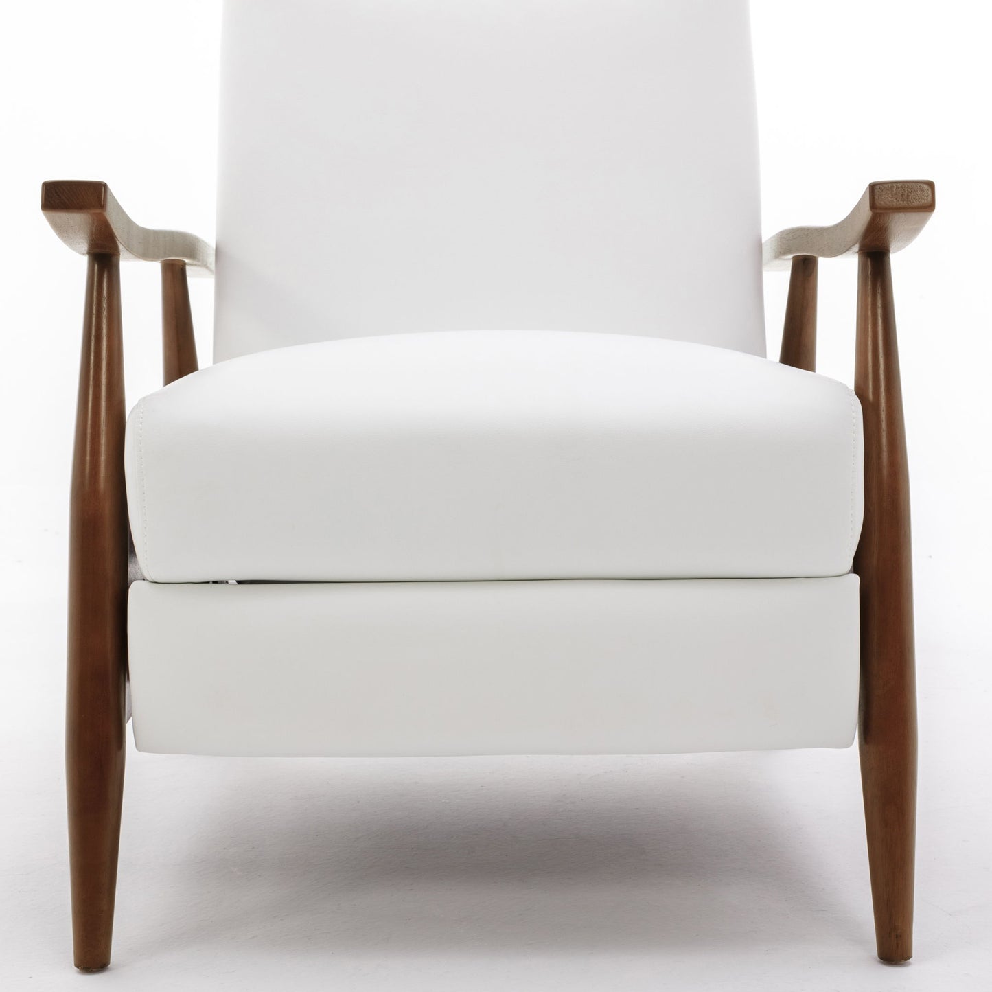 Solaris - Wood Arm Push Back Recliner Comfortable Chair With Accents - White